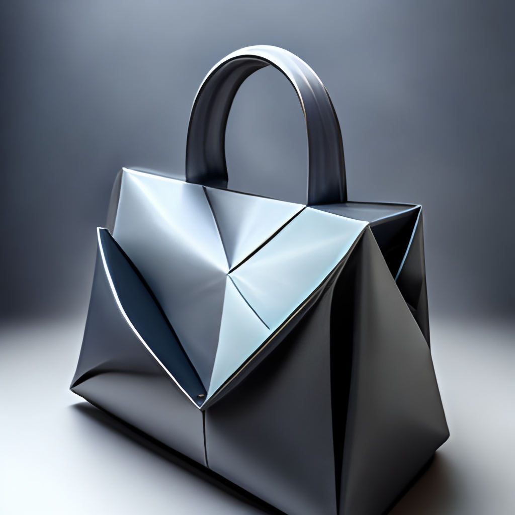 Origami bag fashionable design with leather realistic