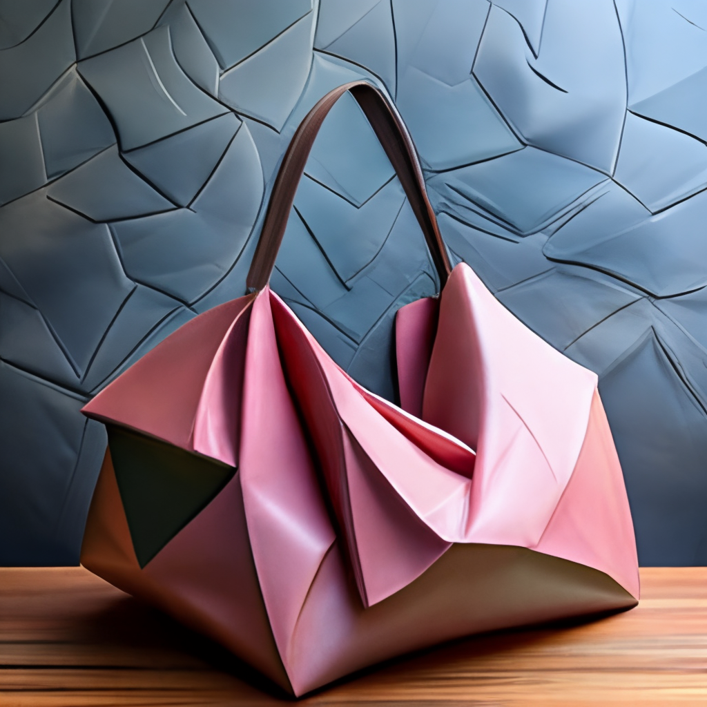 Origami bag pink leather with dark tiles 