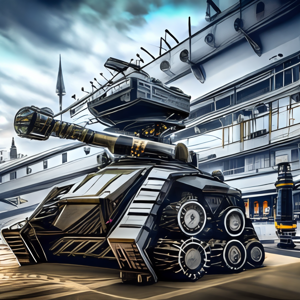 Futurepunk cyberpunk city, highly detailed Robot tank a metal steampunk tank patrolling  the streets of a Futurepunk cyberpunk city hyperrealism 