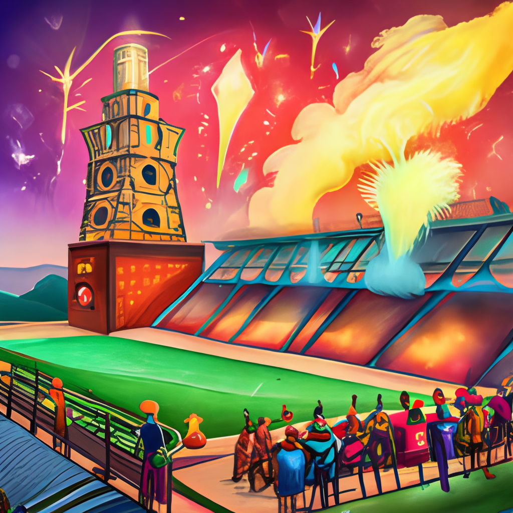 Soccer stadion match fire works