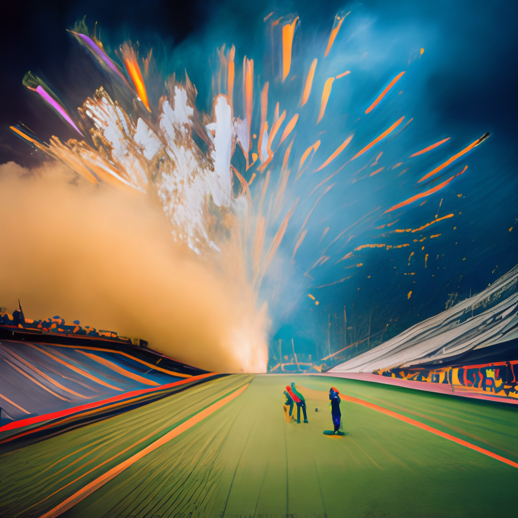 Soccer stadion match fireworks