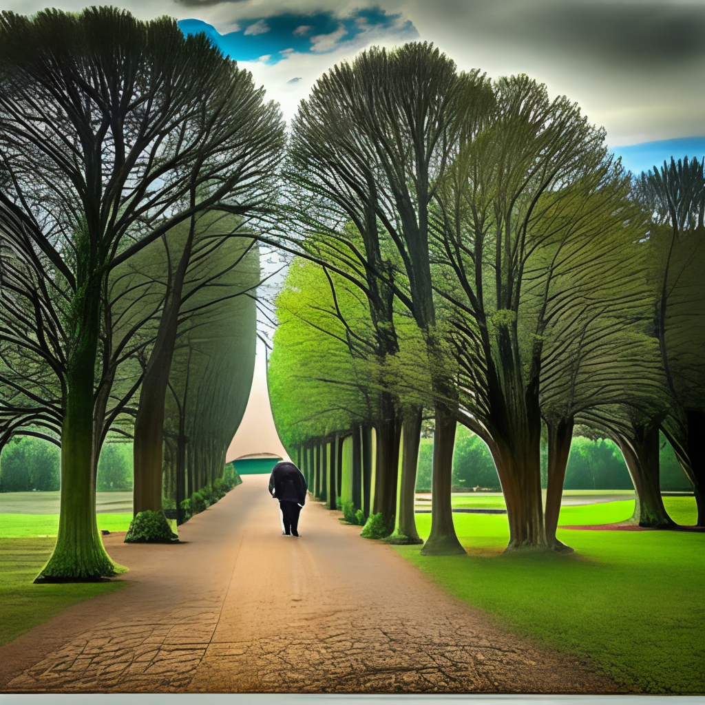 lime grove with hooded figure