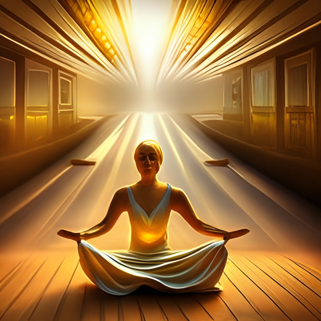 Body meditation irradiating golden light 