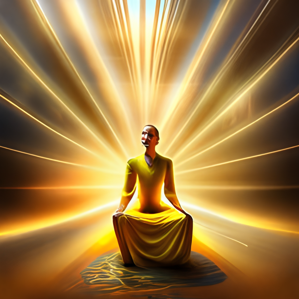 Body meditation irradiating golden light 