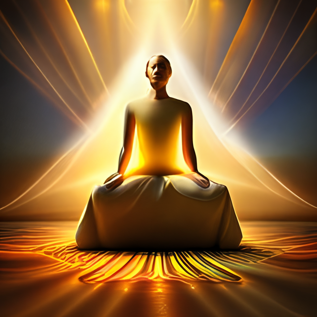 Body meditation irradiating golden light 