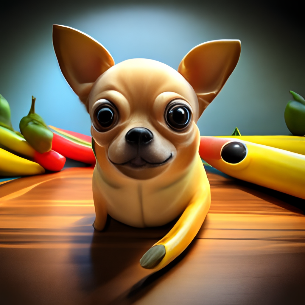 Peely banana with chihuahua face