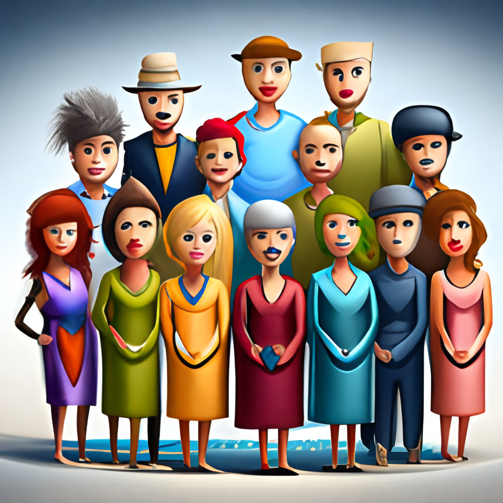 Adorable cartoon people, beautiful, attractive, harmonious colors 