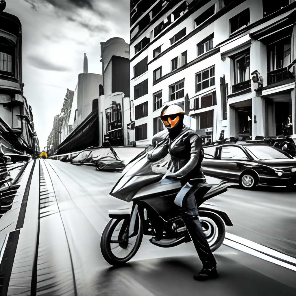 a motorcycle rider on 5th Ave New York