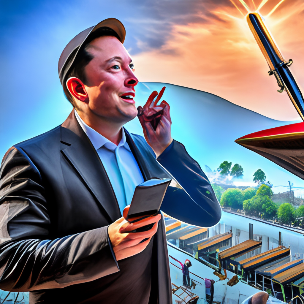 Elon Musk launching his rocket while tweeting