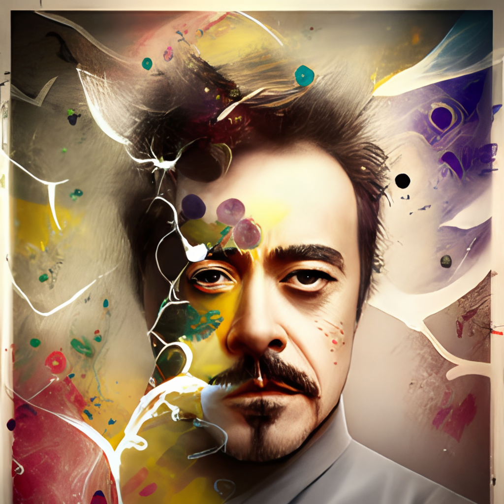 Create a medium full shot colored digital line art render of robert downey jr. in the style of artists like Russ Mills, Sakimichan, Wlop, Loish, Artgerm, Darek Zabrocki, and Jean-Baptiste Monge, muted chinese ink painting scroll, muted colors, rice paper texture, splash paint. paper texture, and perfect shading, with dramatic lighting. The artwork should be centered, stylized, and elaborate, with a beautiful dress, gorgeous eyes, and a dynamic pose. TanvirTamim. rendered in 8K resolution for high-quality detail, trending on cgsociety, intricate, epic, cinematic, colorful background, concept art, dramatic lighting, high detail, highly detailed, hyper realistic, intricate, intricate sharp details, octane render, smooth, studio lighting, trending on Light brown skin caribbean man superhero in the style of aquaman and black panther, dark blue and gold suit, partial facemask, low fade hairstyle, mulatto skin tone, perfect proportion, Cyberpunk Edgerunner style, standing on beach while light rain, waves, distant view, 8K picture quality, shimmer, delicate picture, full body shot, character sheet, 3d, cgi