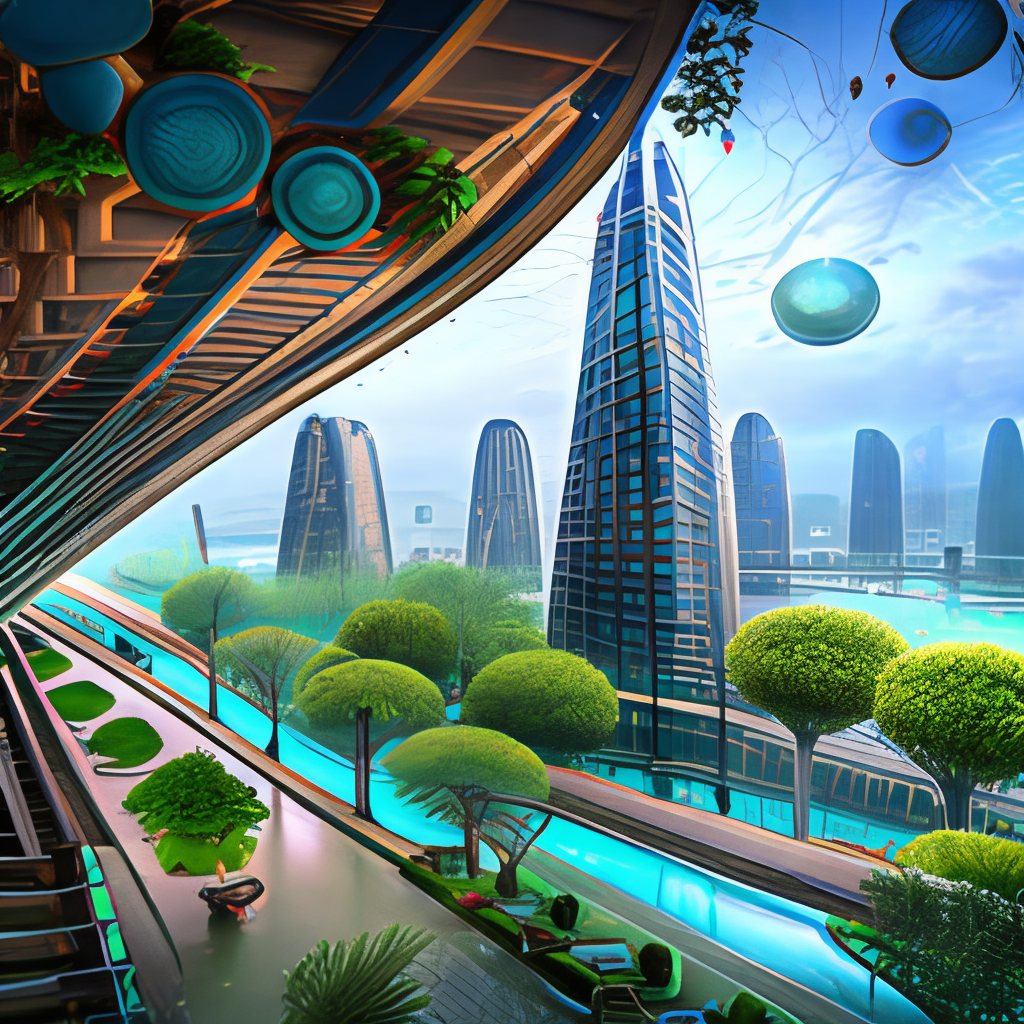 Futuristic city bioarchitecture style