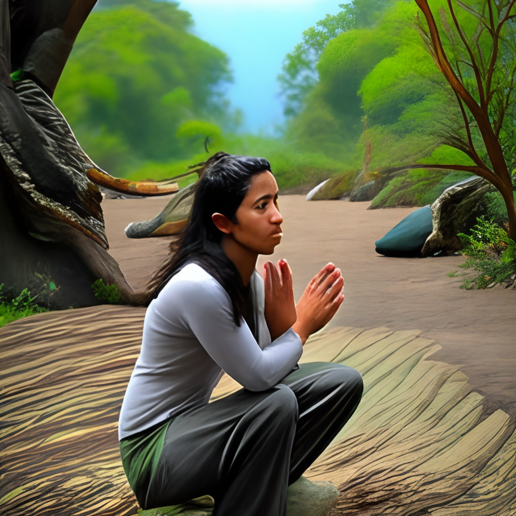 Faília praying contemplating nature