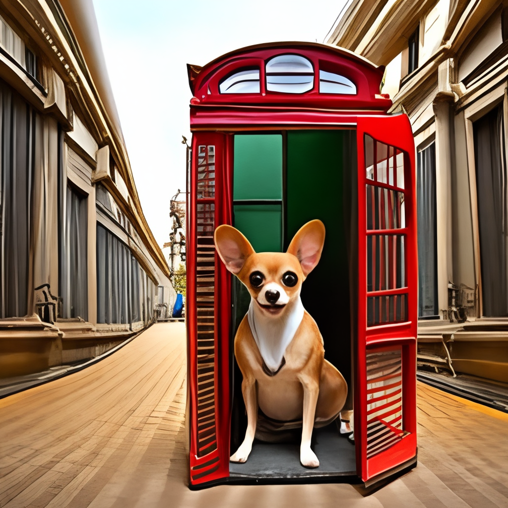 Chihuahua in a phone booth