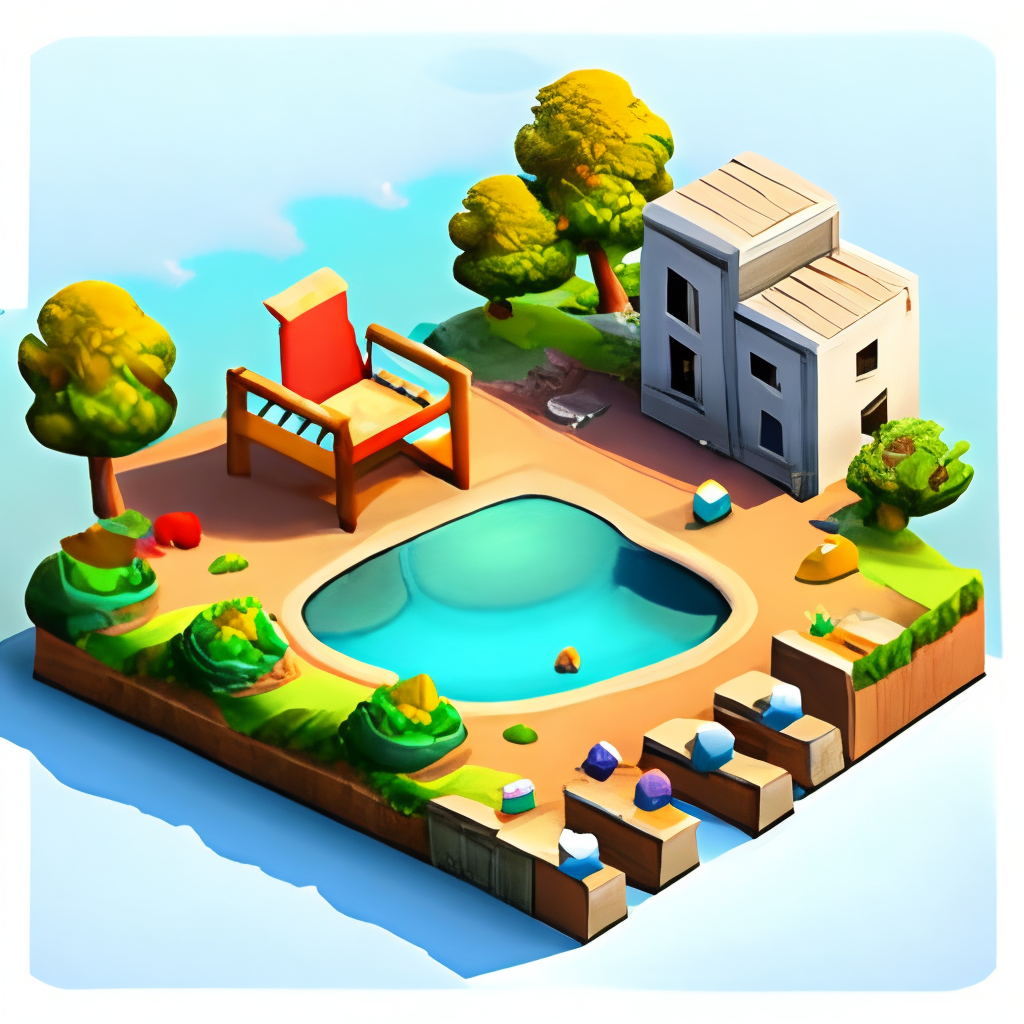 Isometric render of a videogame