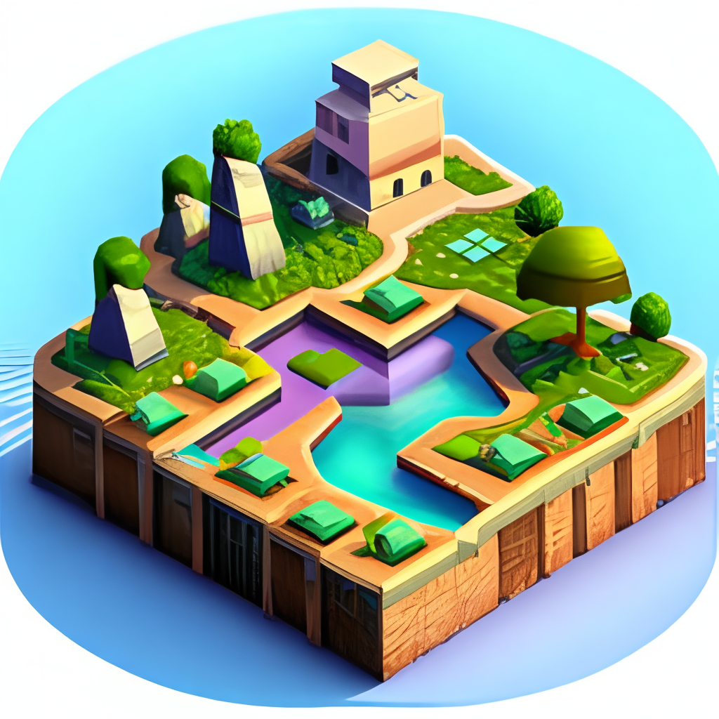 Isometric render of a videogame