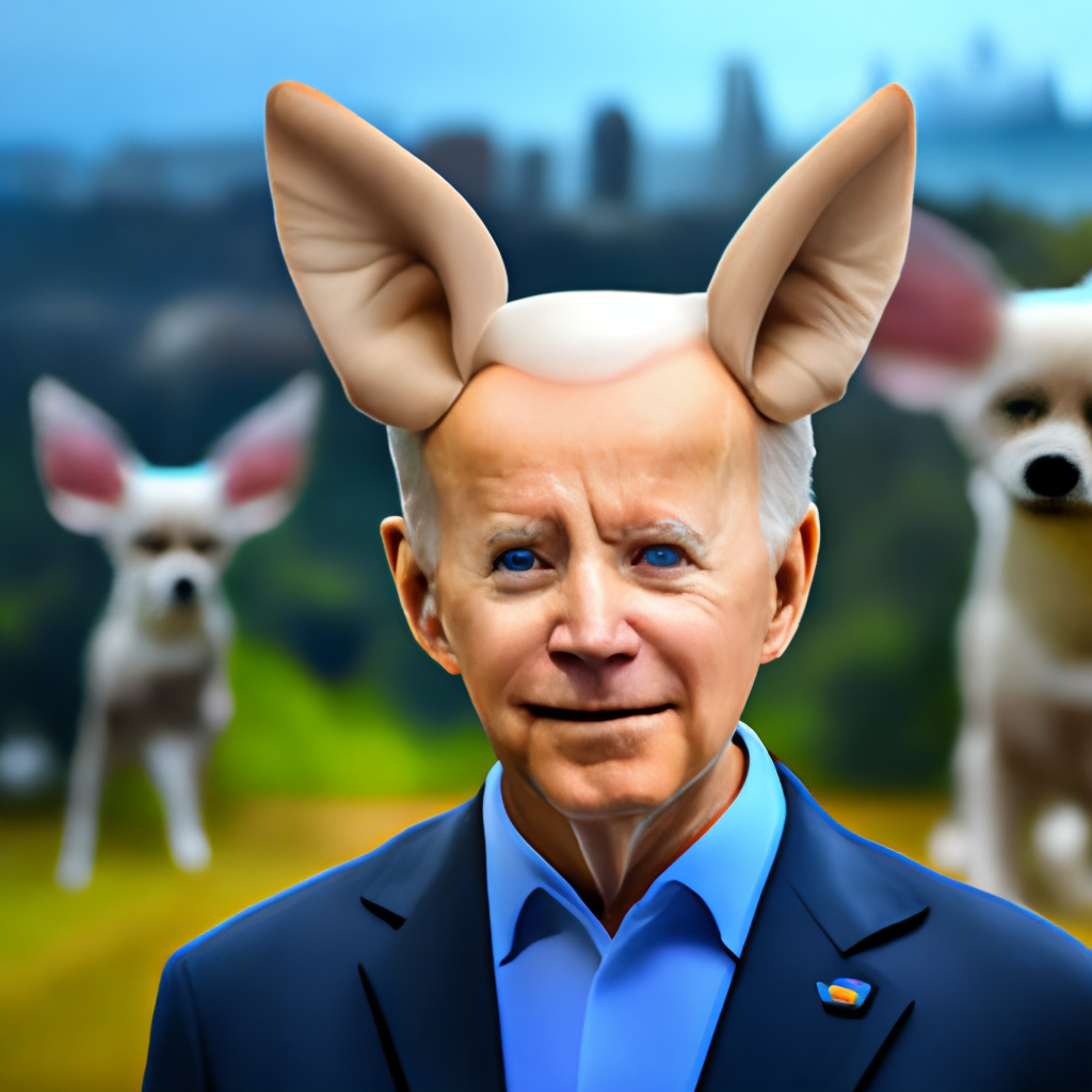 Joe Biden with Chihuahua ears and nose