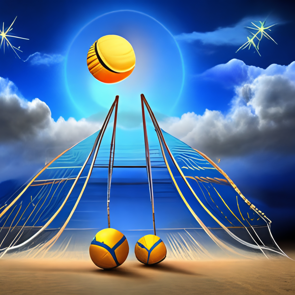 volleyball net turning into stars with the moon turning into a volleyball ball