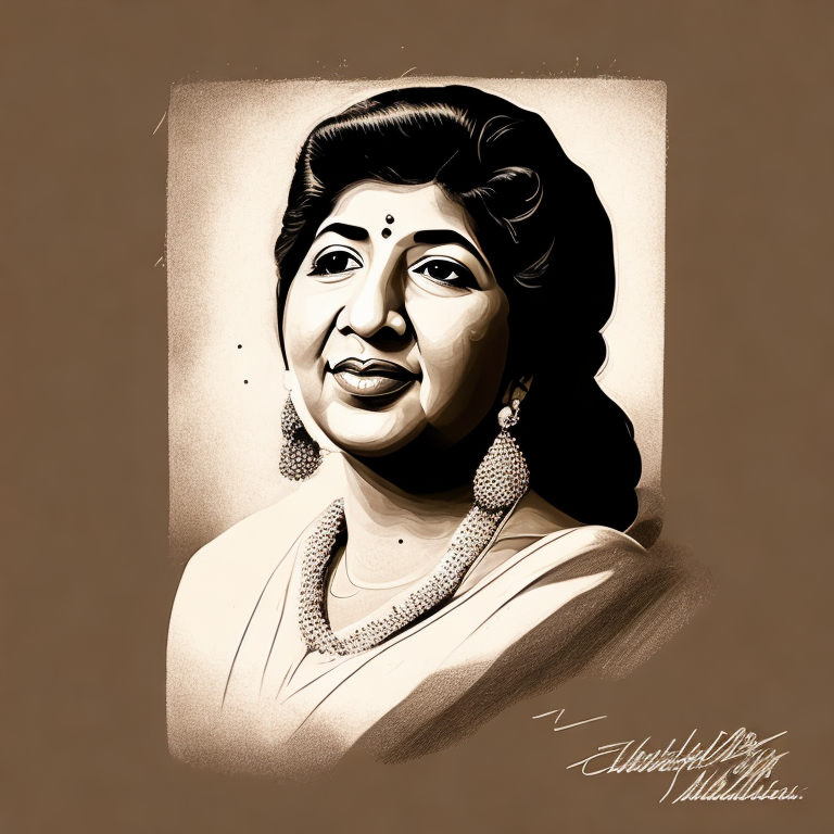 Lata Mangeshkar in a vintage style without earrings