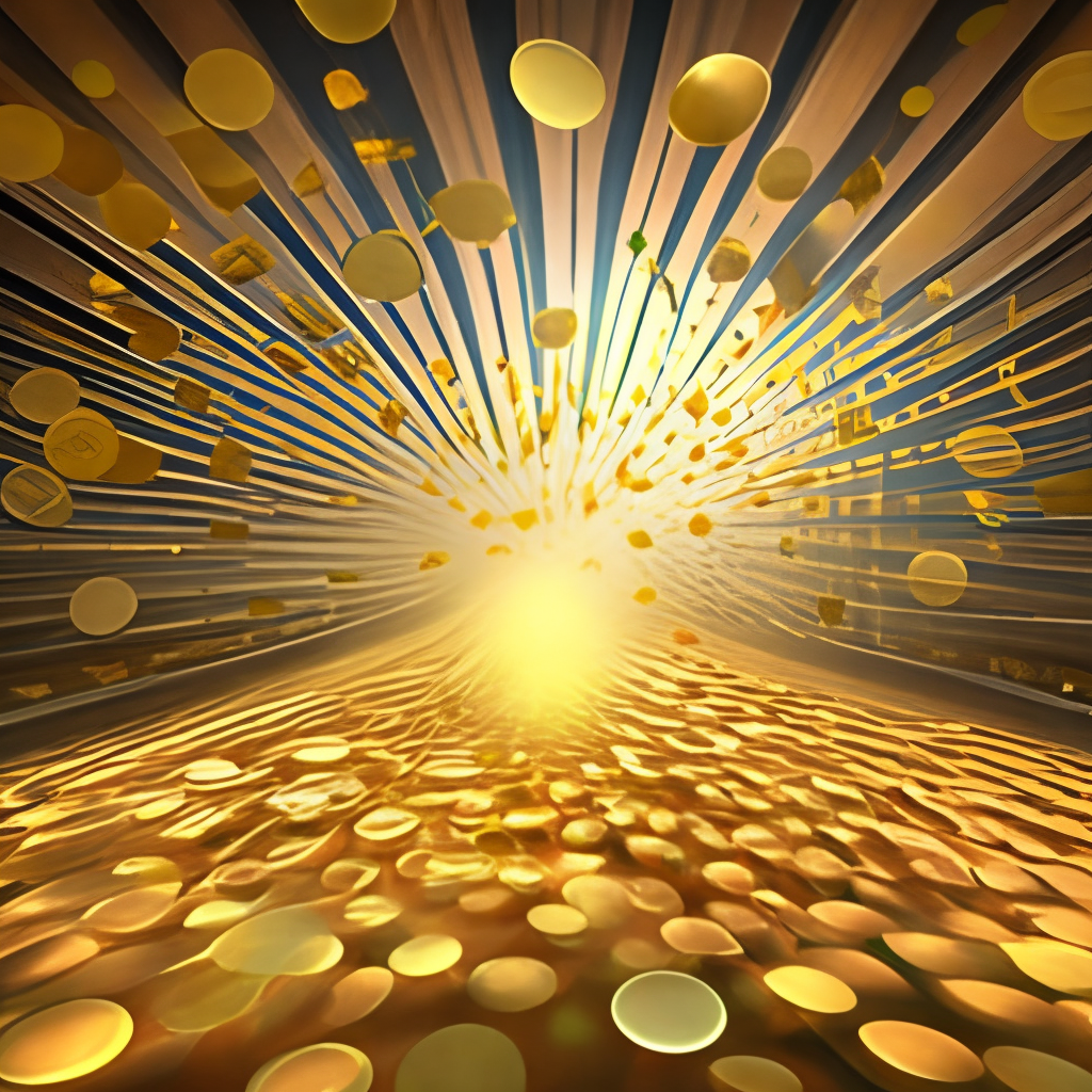 Money irradiating golden light