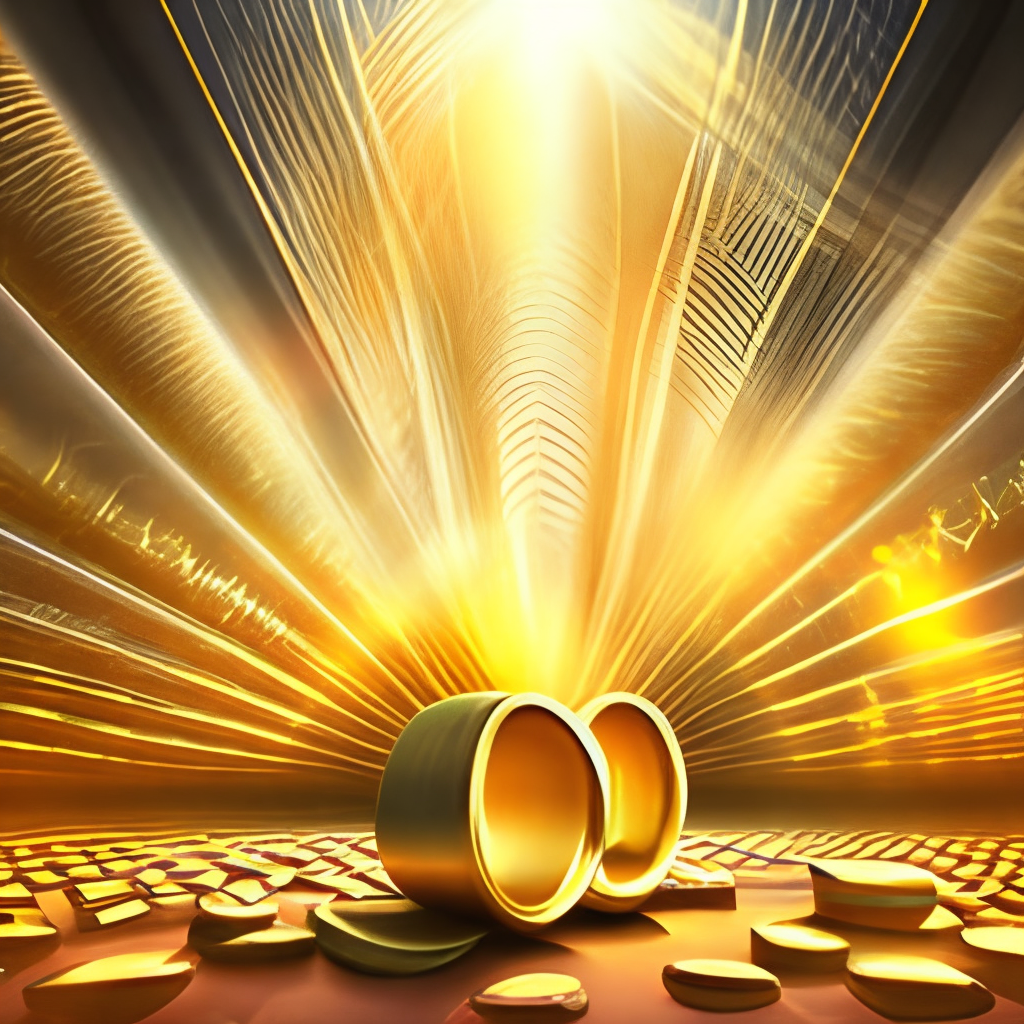 Money irradiating golden light