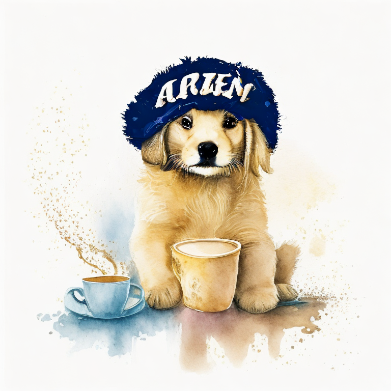 a cute hat on the Golden Retriever puppy