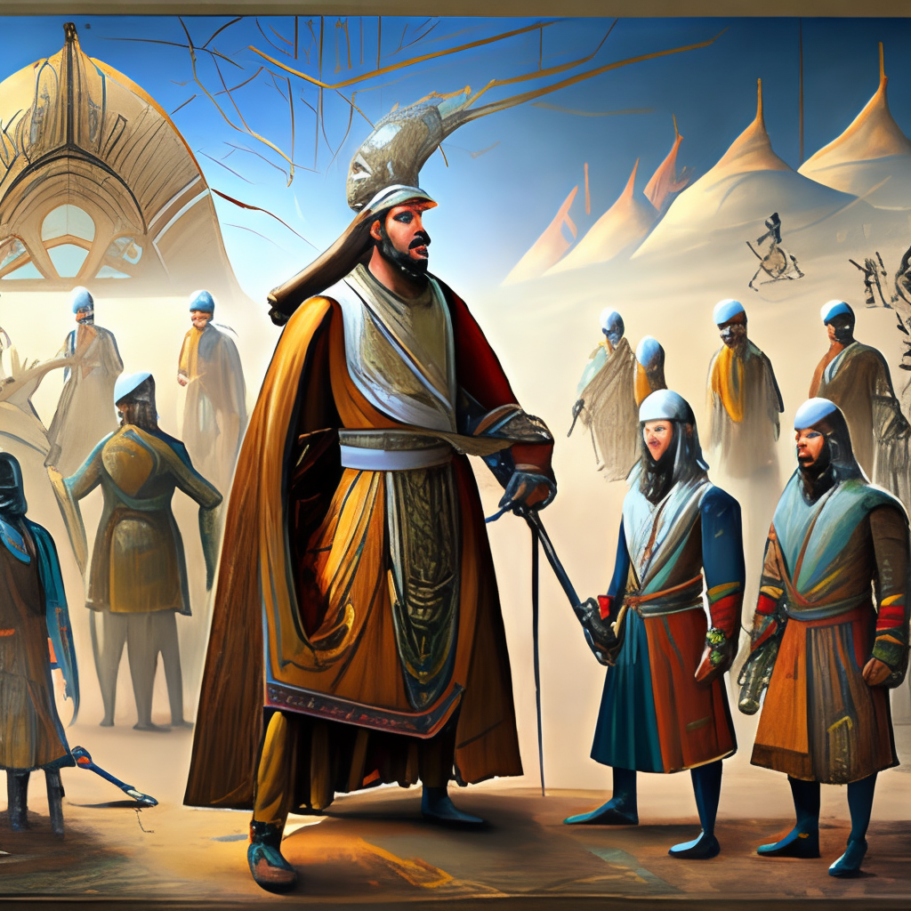 An army of old persian soldiers in all types