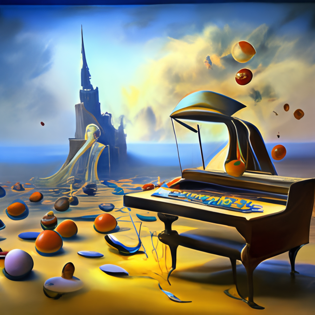 a synthesizer is melting, surreal masterpiece by salvador dali