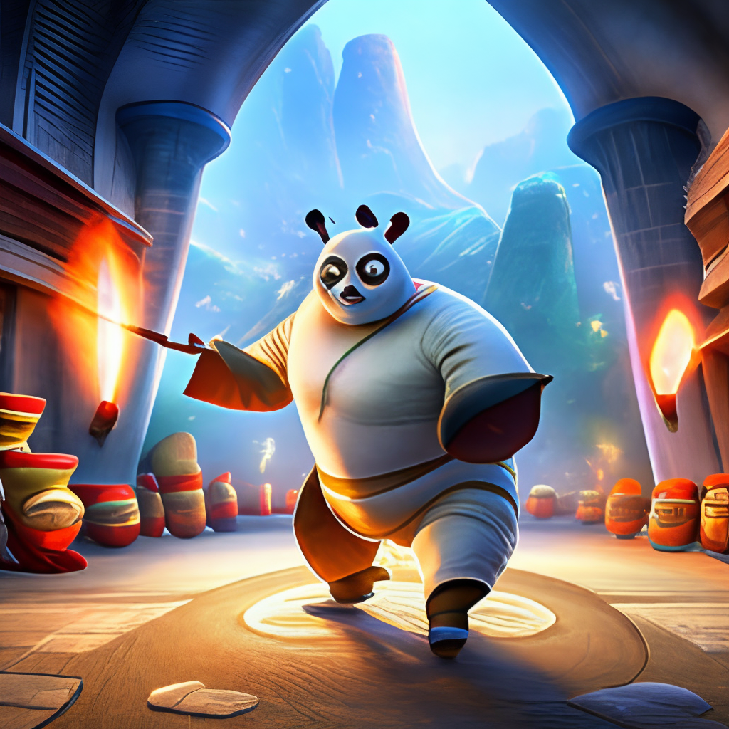 Kung Fu Panda, the animated movie featuring a clumsy panda who becomes a great warrior, would be a great choice for a cartoon background with a martial arts or action theme.