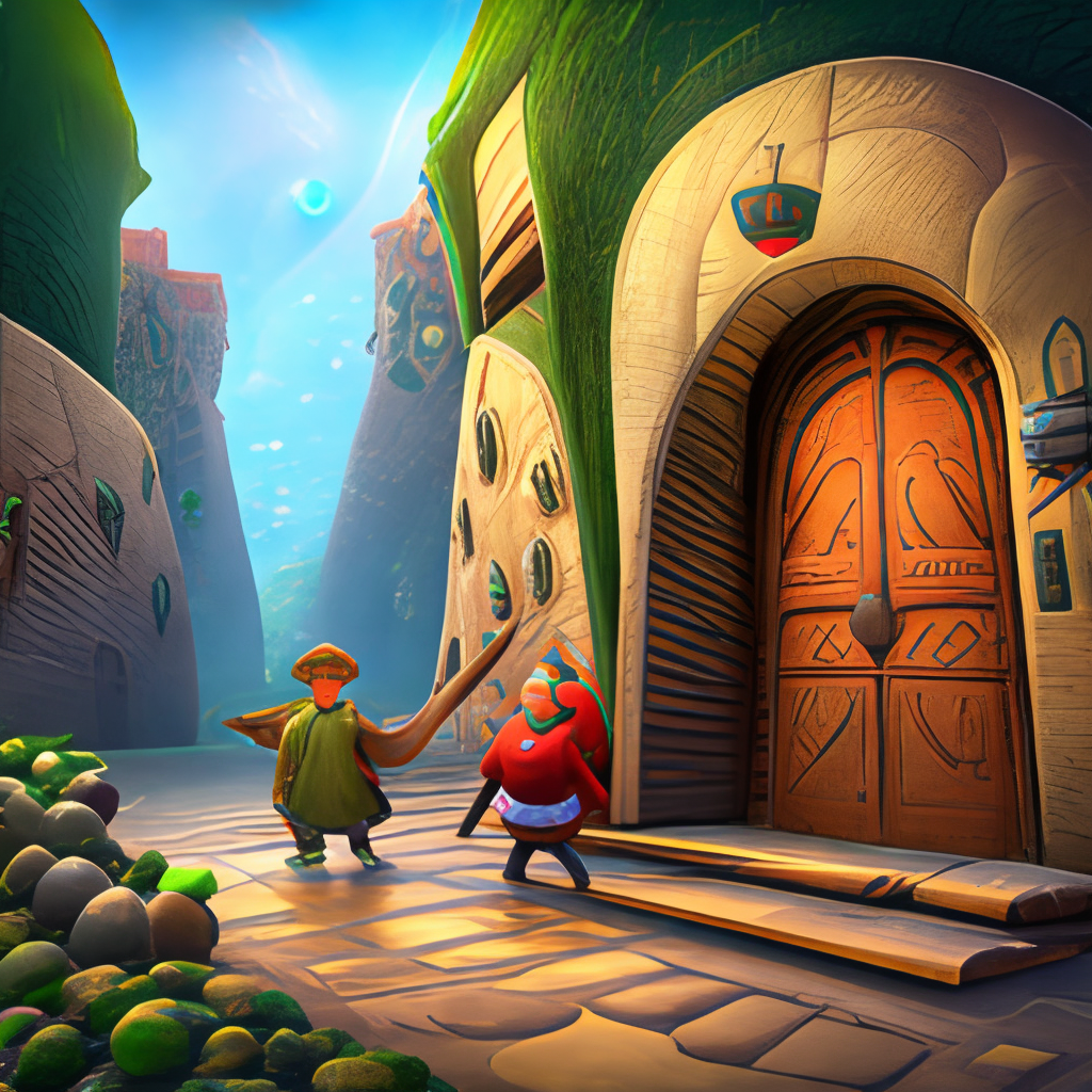 Little Door Gods, the animated movie featuring two door gods who protect a small village, would be perfect for a cartoon background with a cultural or folkloric theme.