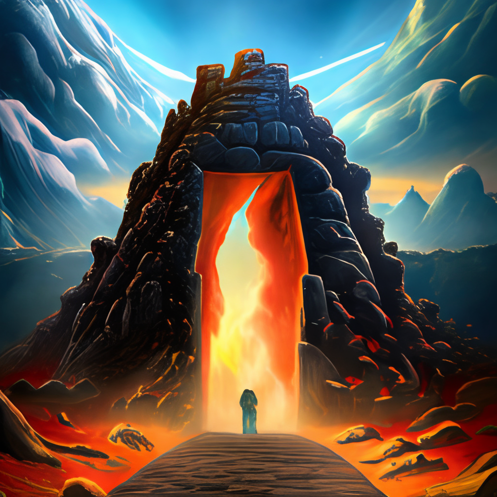 black nether portal in a lava field scenic