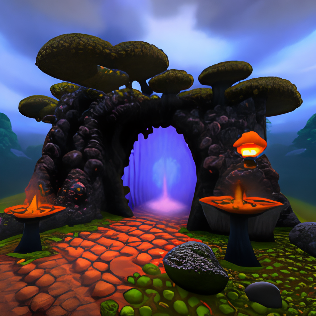 nether portal , mushroom forest, goblin obsidian
