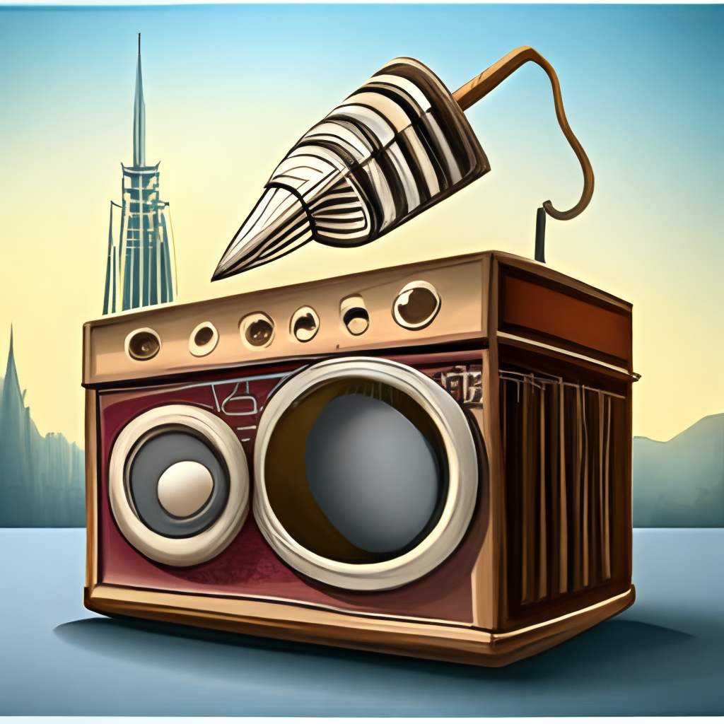 A cartoon of an old classic  radio 