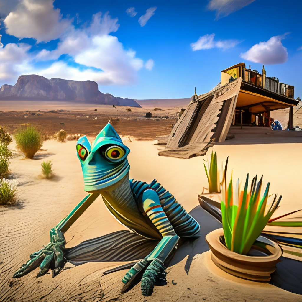 a replica of Rango in the desert