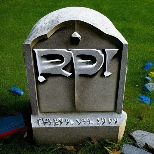a headstone with the letters RIP in the middle