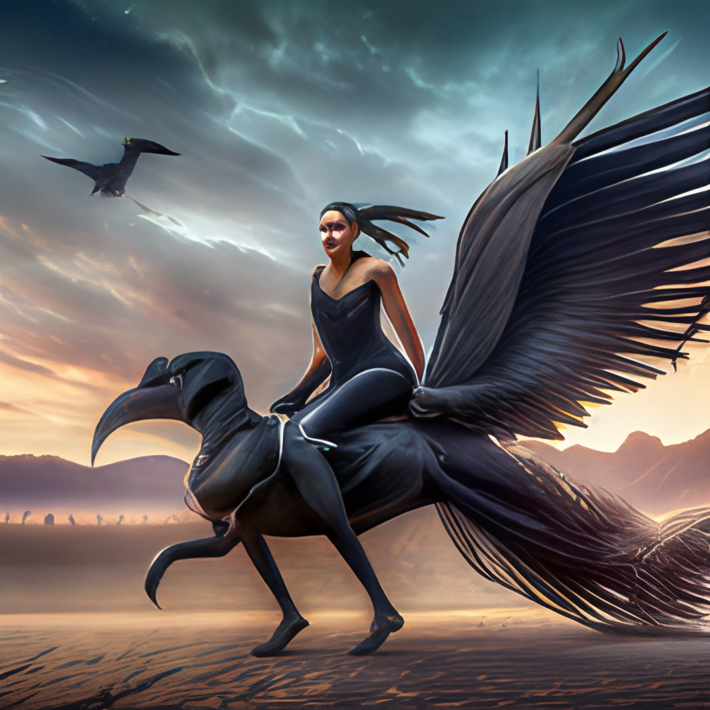 The Devils daughter called Jahi, Rides a dark raven, relying old persian mythology 