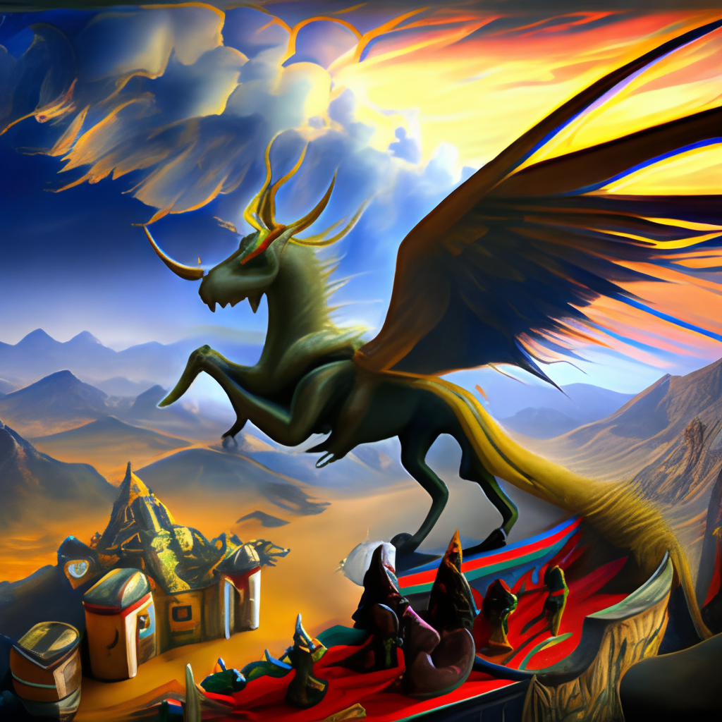 The Devils named Ahriman, Rides a dark dragon, relying old persian mythology 