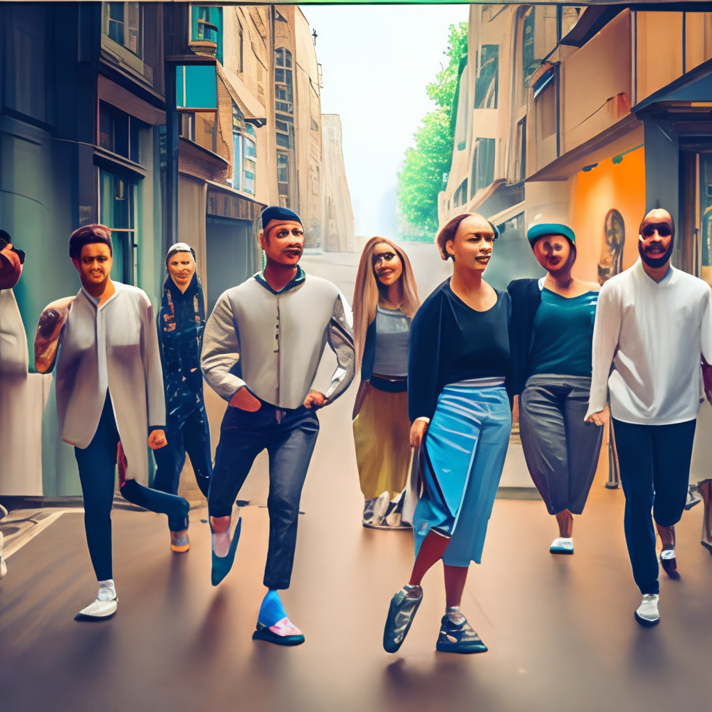 shows a diverse group of people walking on the streets of the city, with upbeat music playing in the background. They look excited and energetic, but also a bit uncertain.

Gangstar urban hip hop style