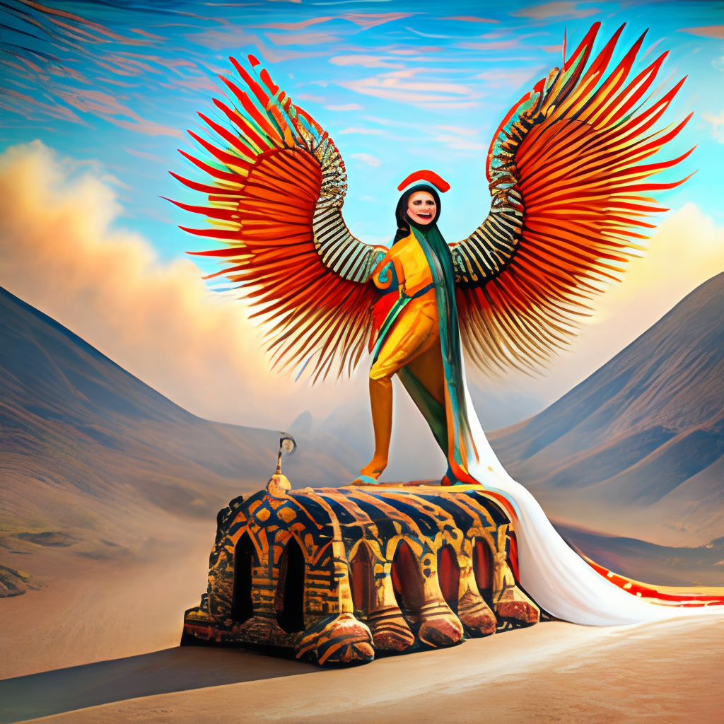 Mehr who is one of the gods, rides a gigantic Phoenix , According to old persian mythology 