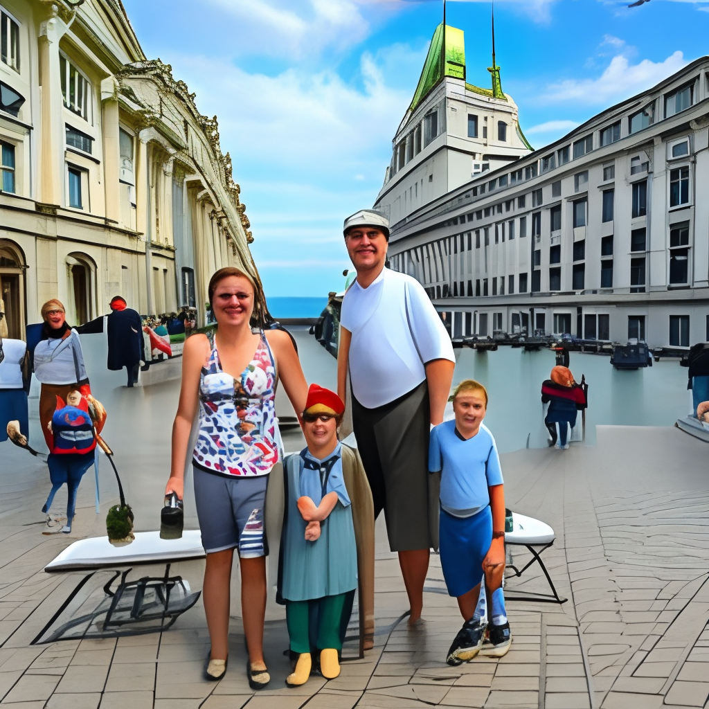 Family in the square