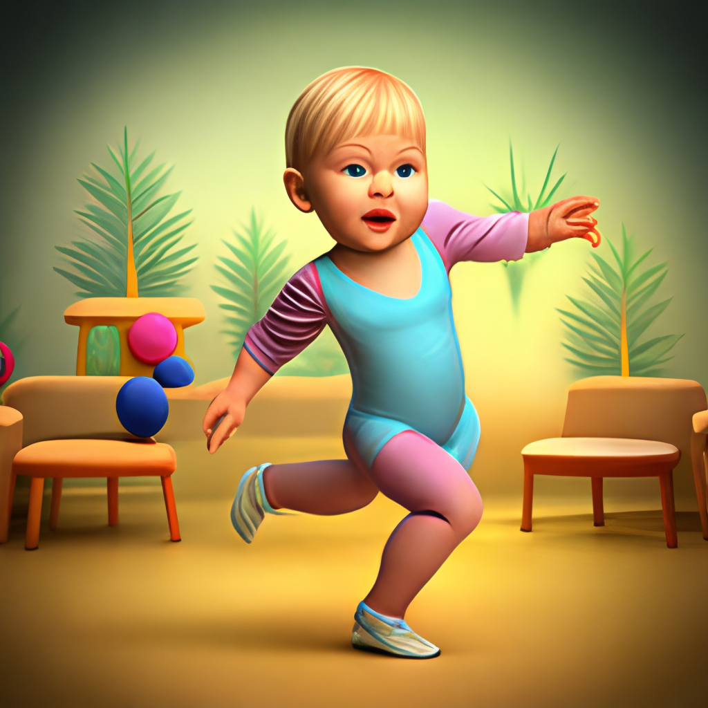 cheerful, dancing baby, girl,very cute. Realistic, highly detailed, artsation style