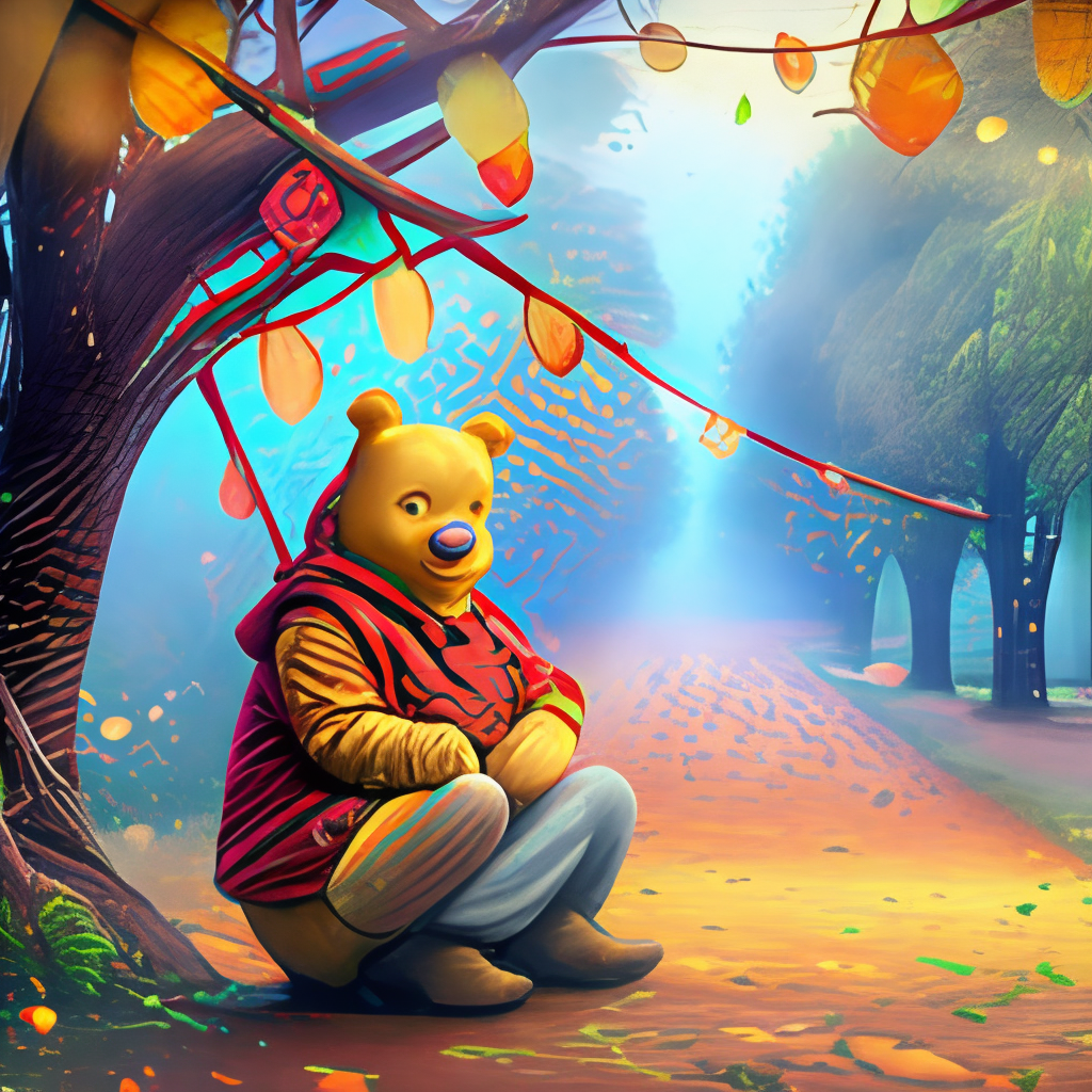 Winnie the Pooh, the beloved bear from the A.A. Milne stories, would be a great choice for a cute cartoon background with a comforting or cozy theme.