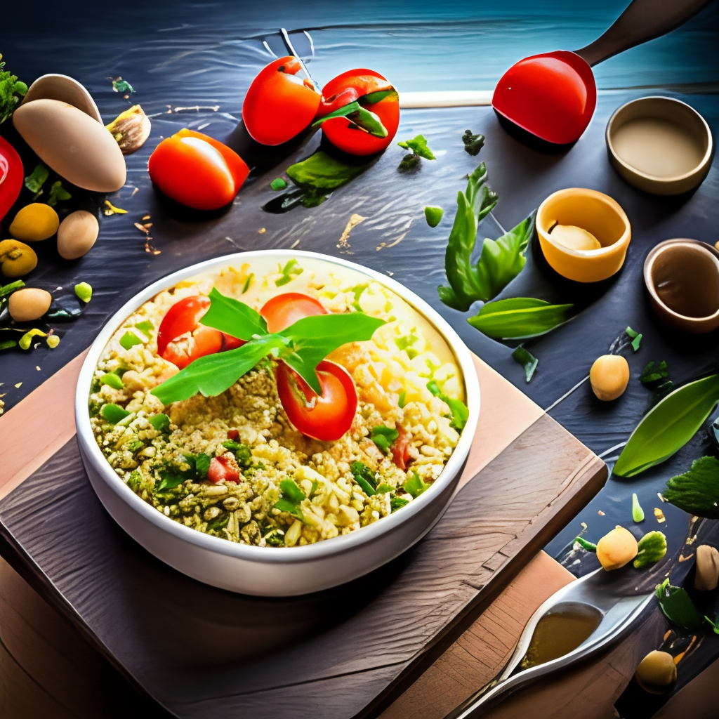 make an image of a a close up of mediterranean diet cous cous recipe in square aspect ration
