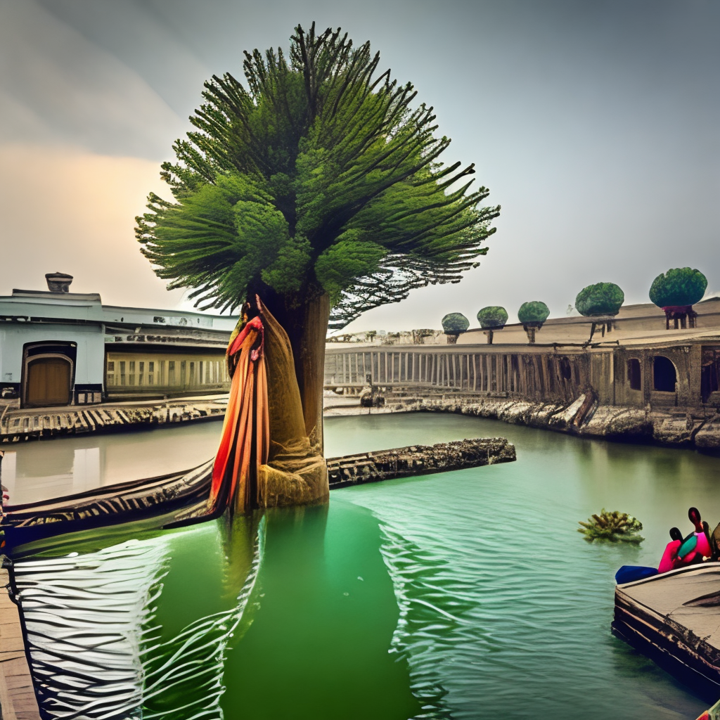 a sacred holy tree, located in a lake which is the nest of the Phoenix