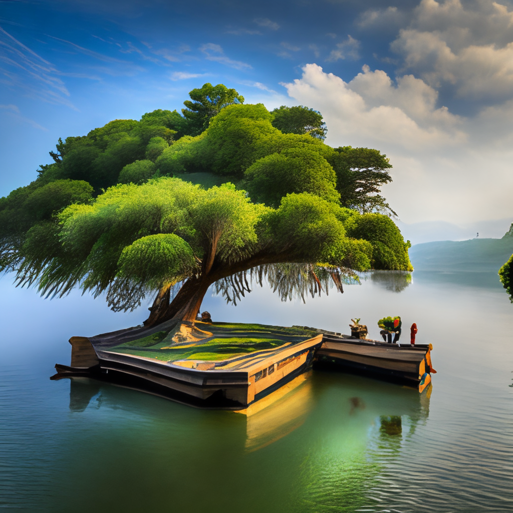 a sacred holy tree, located in a lake which is the nest of the Phoenix