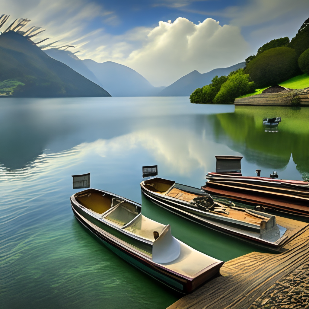 A lake and boats

