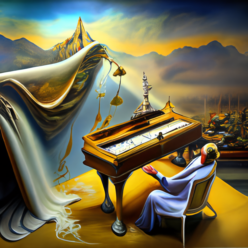 a synthesizer is melting, surrealism, stunning masterpiece by salvador dali, hyper-detailed, 