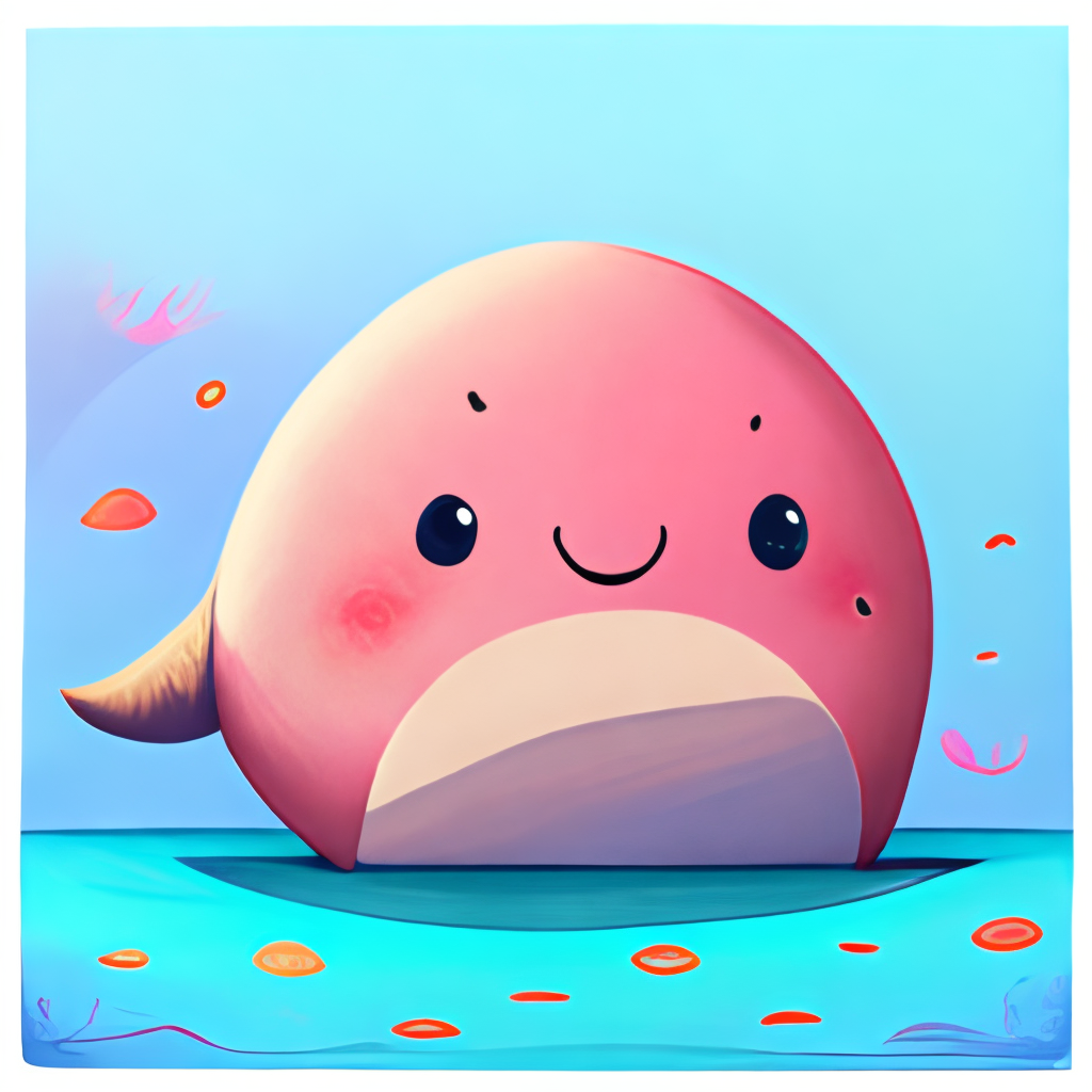 Whale with pink trunk and animated bouncy eyes