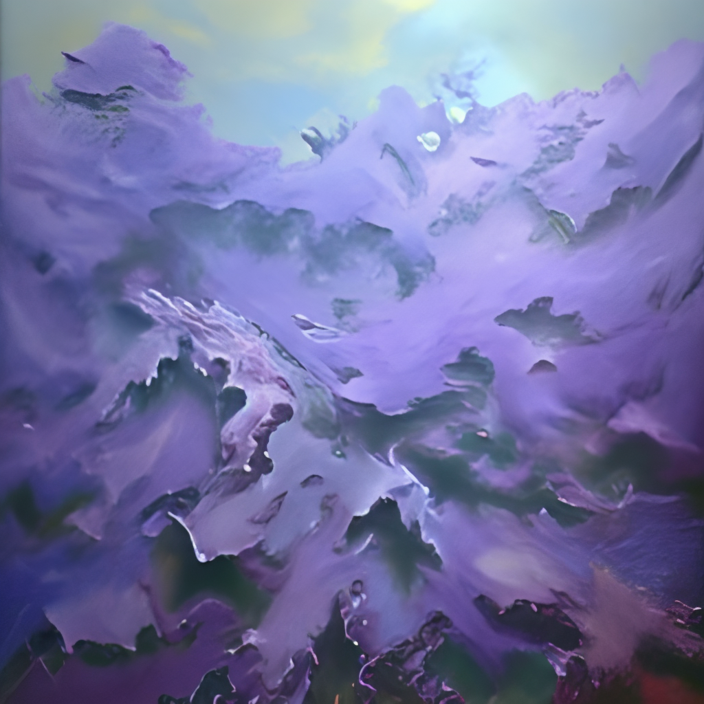 lilac paint on canvas. Uneven terrain