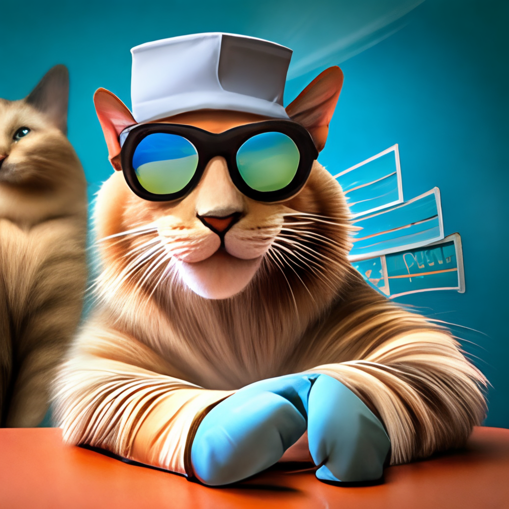 a cat wearing a surgical mask
 and sunglasses