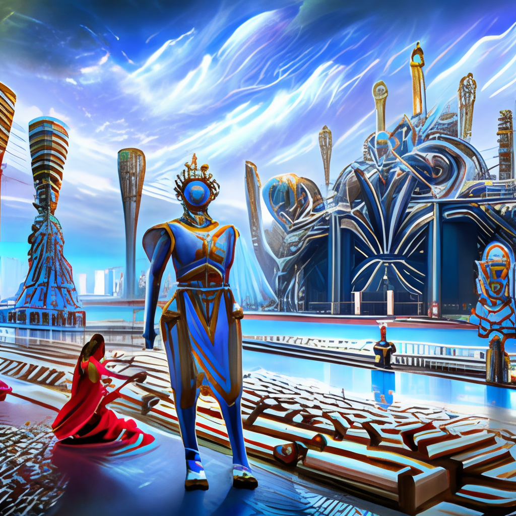 show me the orbit city which will have been designed and constructed by Persian Achaemenid old mythology theme but also got the advantages of so developed Artificial intelligence